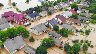 Aerial View of Flooded Residential Neighborhood