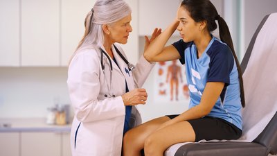 An injured soccer player goes to the doctors office for help