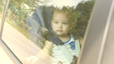 Child forgotten in the car on a hot day