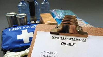 Clipboard with disaster prepardness checklist