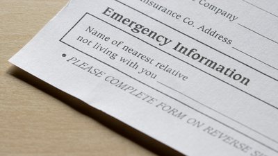 Closeup of the emergency contact information field on a patient information form