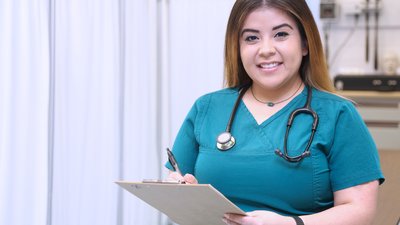 Healthcare professionals, female hispanic nurse