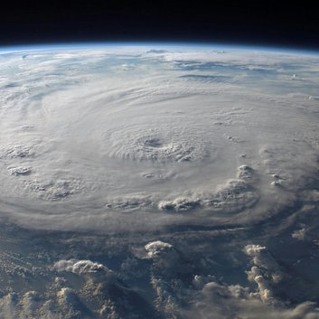 Hurricane viewed over the earth from space