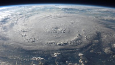 Hurricane viewed over the earth from space