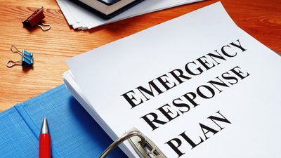 Open folder with Emergency response plan