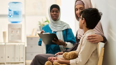 Supporting child's healthcare in an office