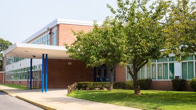 View of typical American school building exterior